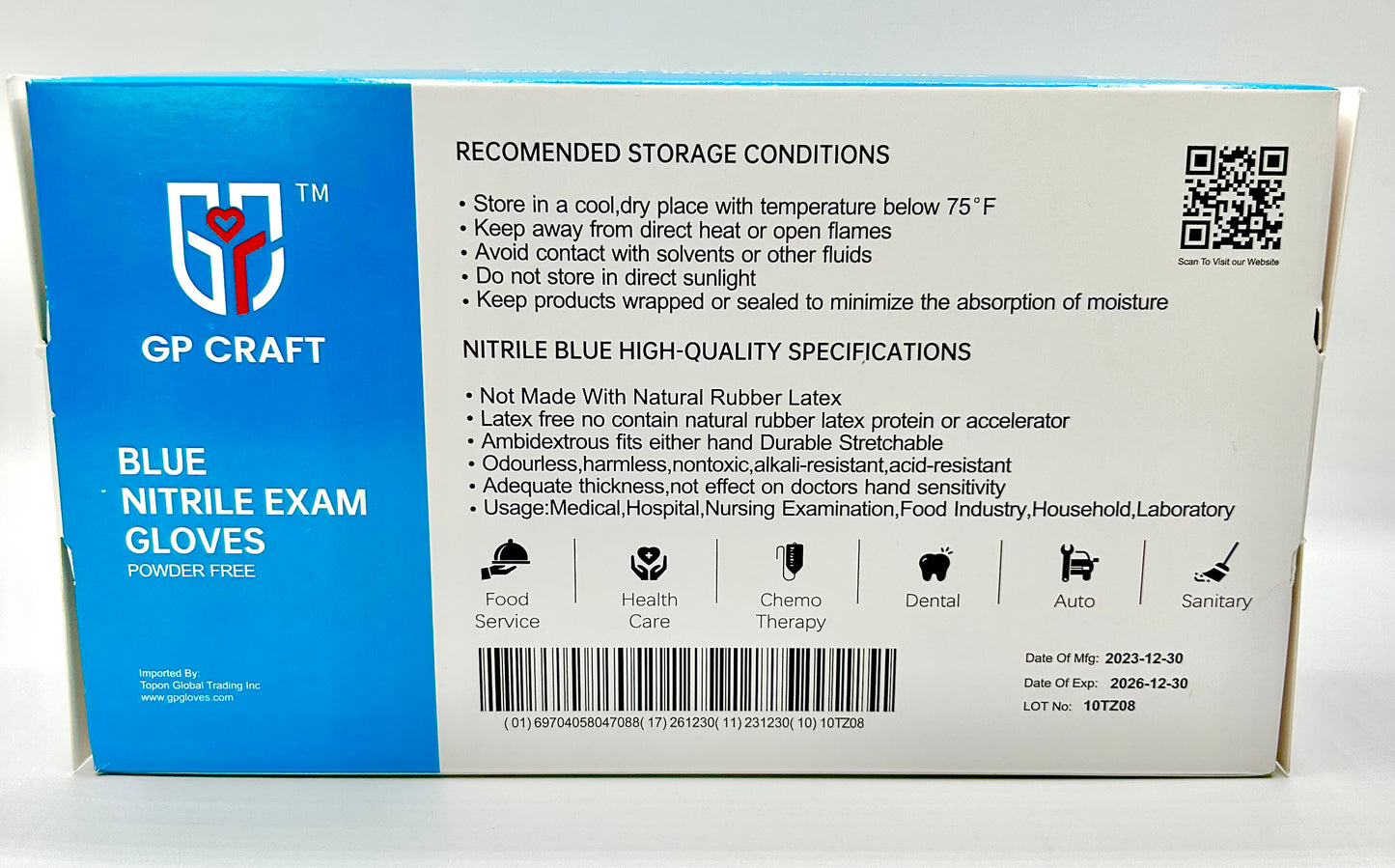 GP CRAFT Blue Nitrile Exam Gloves